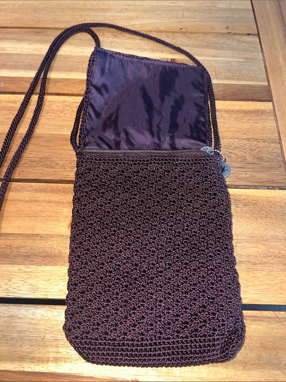 The Sak Hand-Crocheted Brown Crossbody Bag - Compact Everyday Shoulder Purse - Picture 4 of 4